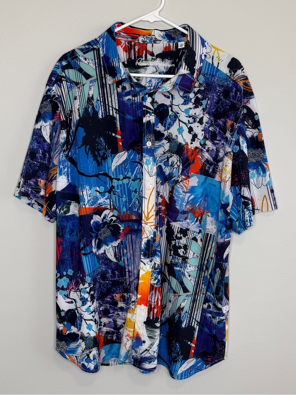 Robert Graham Blue Multicolor Garden Retro Performance Button Up Shirt 3XL